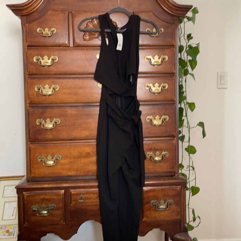 Black Bebe cutout wrap jumpsuit